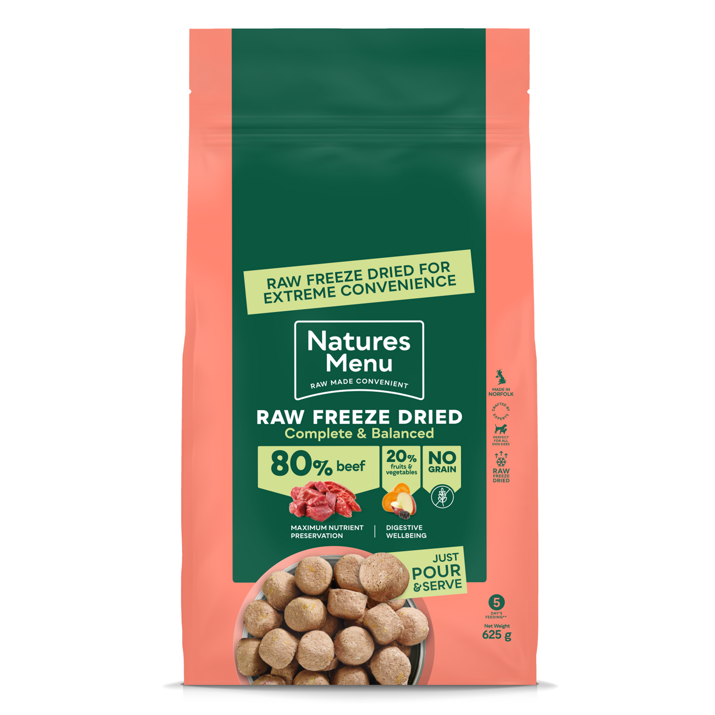 Natures Menu Freeze Dried 80% Dog Food Beef
