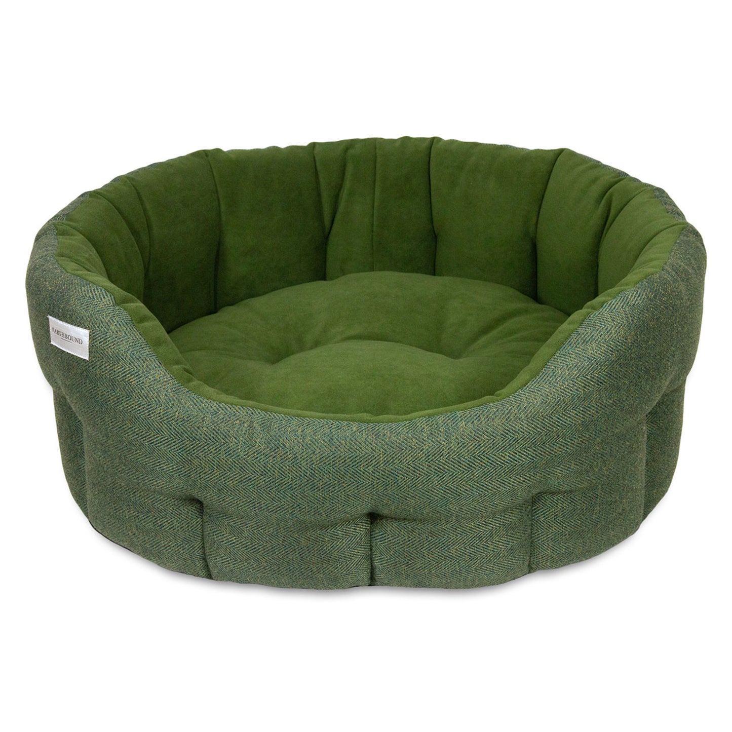 Earthbound Round Modern Tweed Bed Pine Green