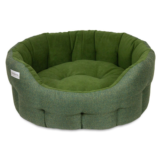 Earthbound Round Modern Tweed Bed Pine Green