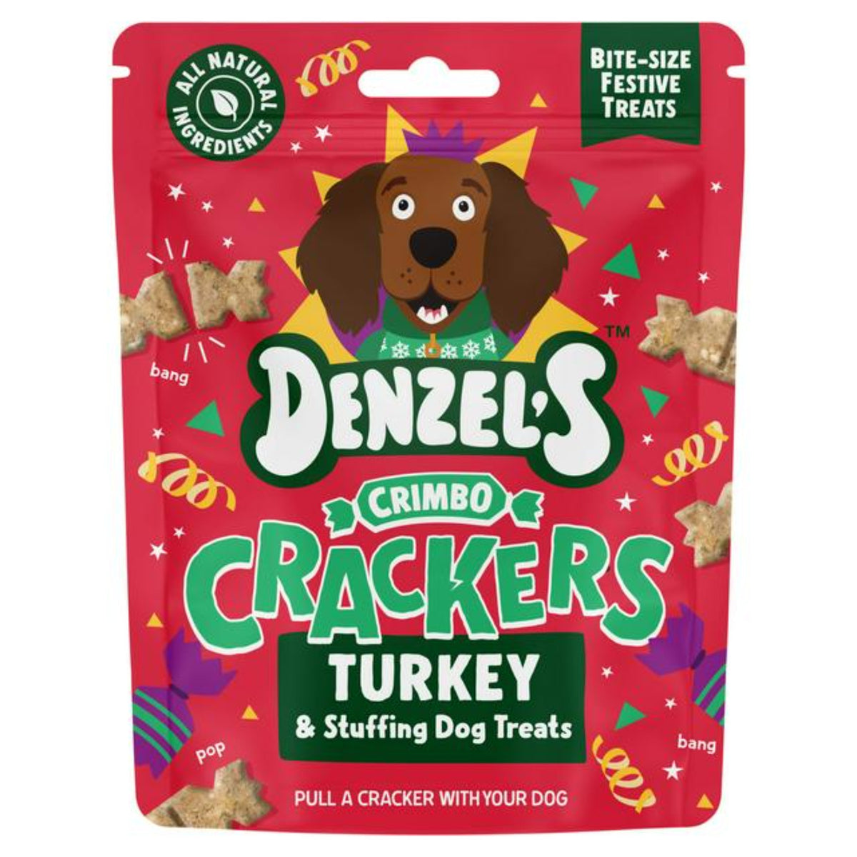 Denzel's Christmas Crimbo Crackers Turkey & Stuffing Dog Treats 90g