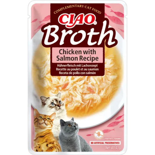 CIAO Cat Broth Chicken with Salmon Recipe 40g