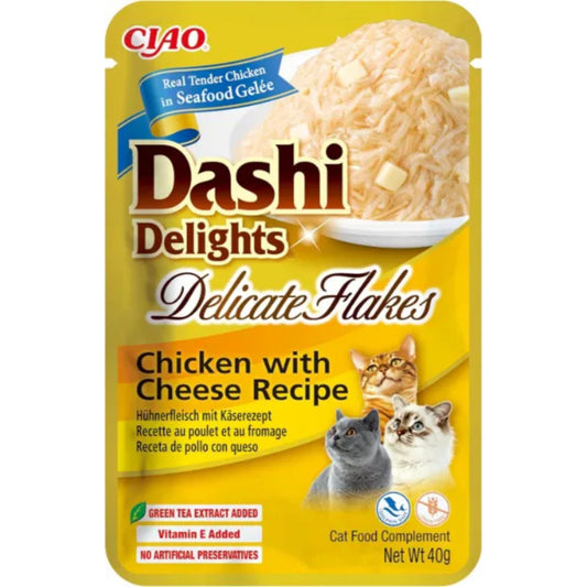 CIAO Cat Dashi Delights Delicate Flakes Chicken with Cheese Recipe 40g