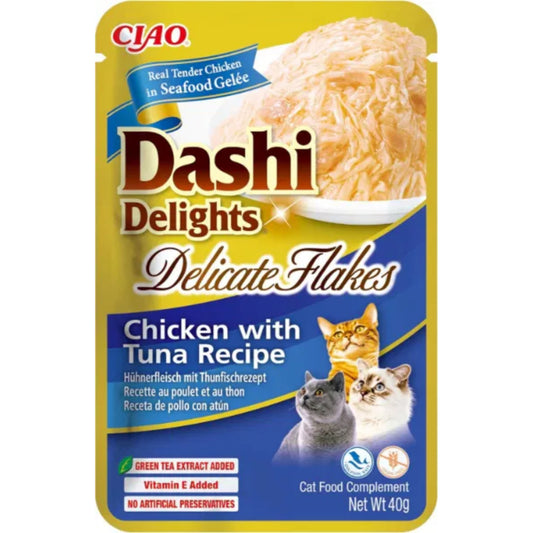 CIAO Cat Dashi Delights Delicate Flakes Chicken with Tuna Recipe 40g
