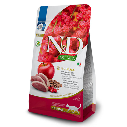 Natural & Delicious Cat Food: Quinoa Adult Hairball Duck 1.5kg
