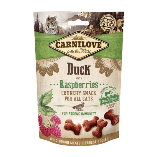 Carnilove Cat Treats: Crunchy Duck with Raspberries 50g