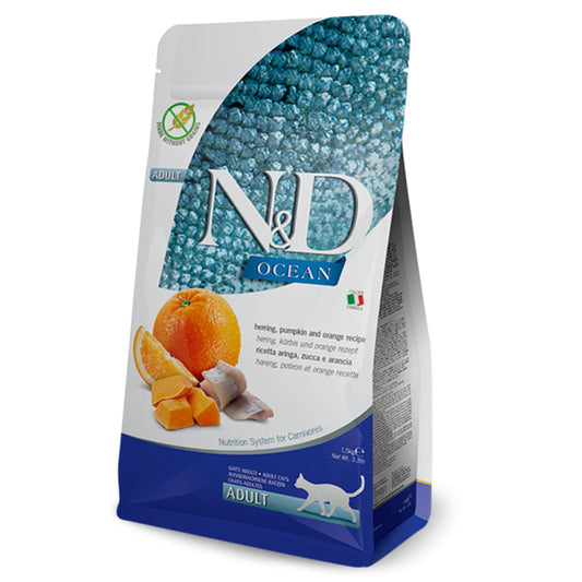 Natural & Delicious Cat Food: Ocean Adult Herring, Pumpkin & Orange 1.5kg