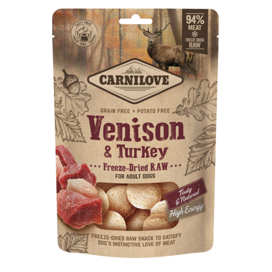 Carnilove Dog Treats: True Fresh Freeze Dried Venison & Turkey 60g