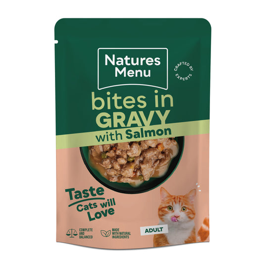 Natures Menu Wet Cat Food: Pouch Adult Salmon Bites in Gravy 85g