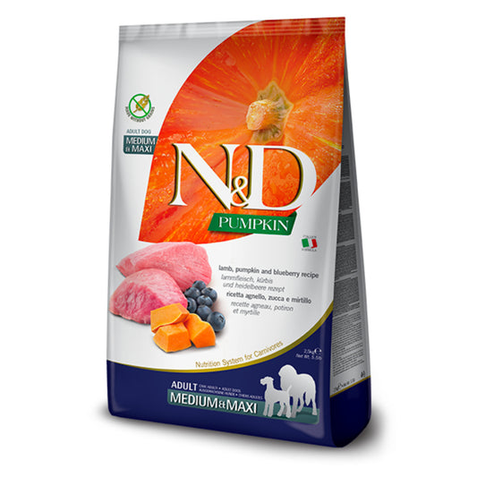 Natural & Delicious Dog Food: Pumpkin Adult Medium/ Large Lamb & Blueberry 12kg