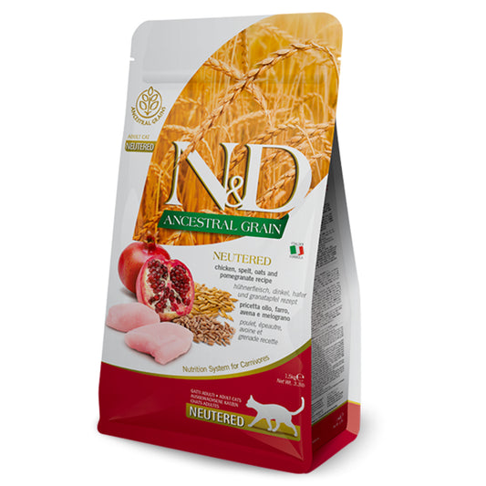 Natural & Delicious Cat Food: Ancestral Grain Neutered Adult Chicken, Oats & Pomegranate 5kg