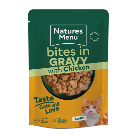 Natures Menu Wet Cat Food: Pouch Adult Chicken Bites in Gravy 85g