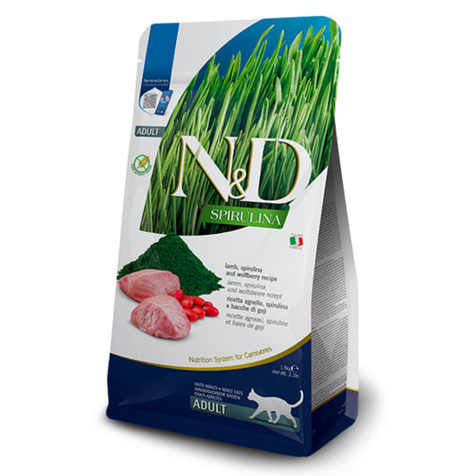 Natural & Delicious Cat Food: Spirulina Adult Lamb 1.5kg