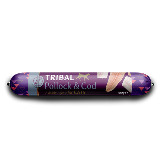 Tribal Cat Food: 70% Gourmet Pollock & Cod Sausage 100g