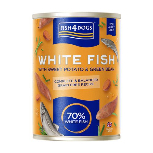 Fish4Dogs Wet Dog Food: Finest Adult White Fish with Sweet Potato & Green Bean